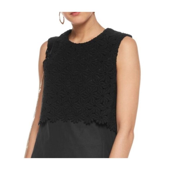 See by Chloe Daisy Crochet Overlay Black Dress Retro A-Line Floral 38 Medium - Picture 2 of 16